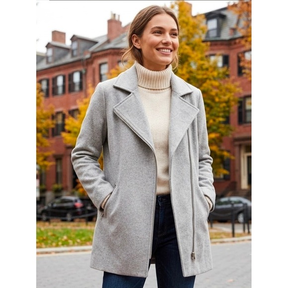 Old Navy Jackets & Blazers - Old Navy Womens Gray Wool Blend Asymmetrical Zip Moto Coat Jacket Large Heather